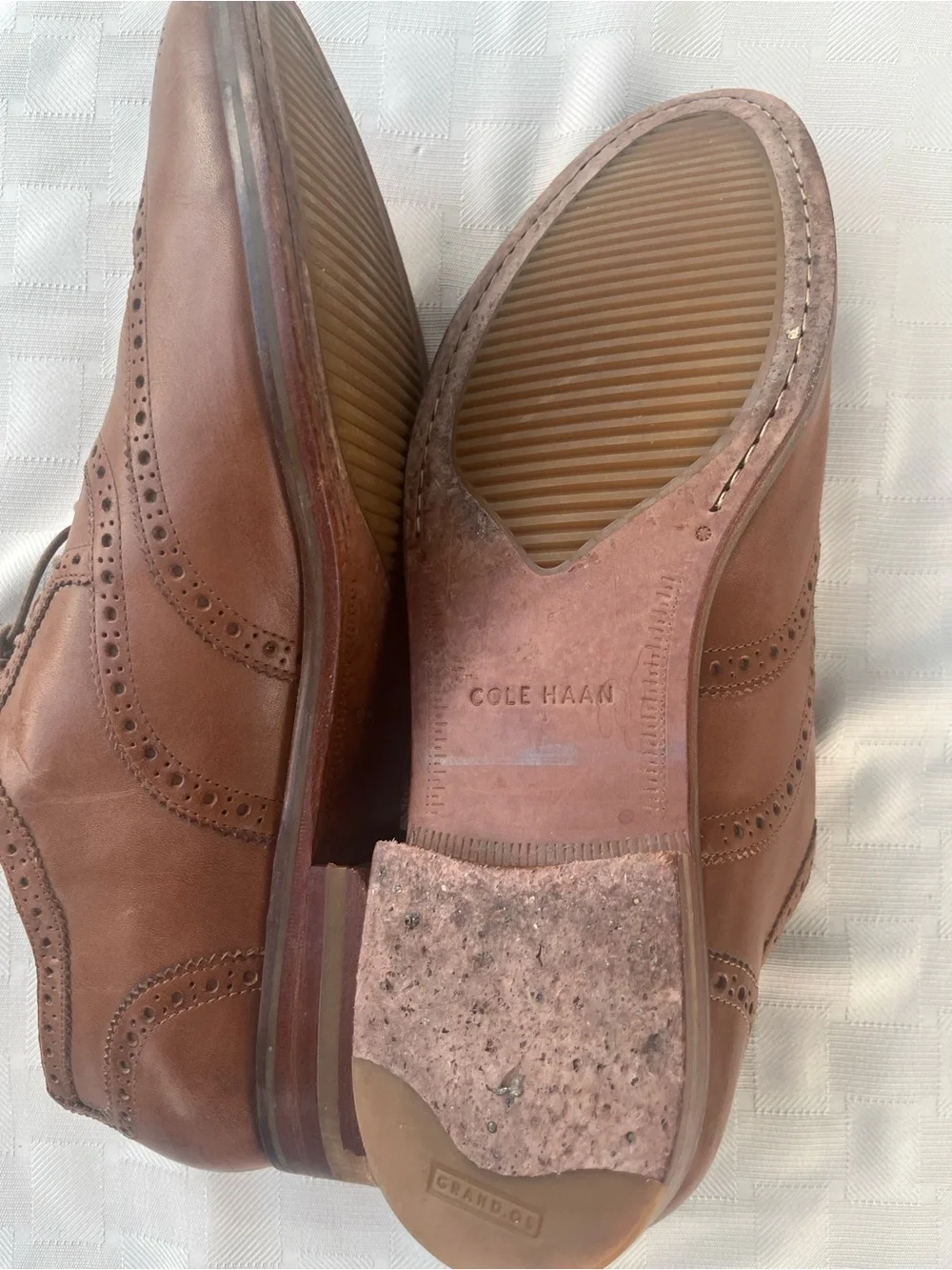 Cole Haan Men's Tan Leather Wingtip Oxfords